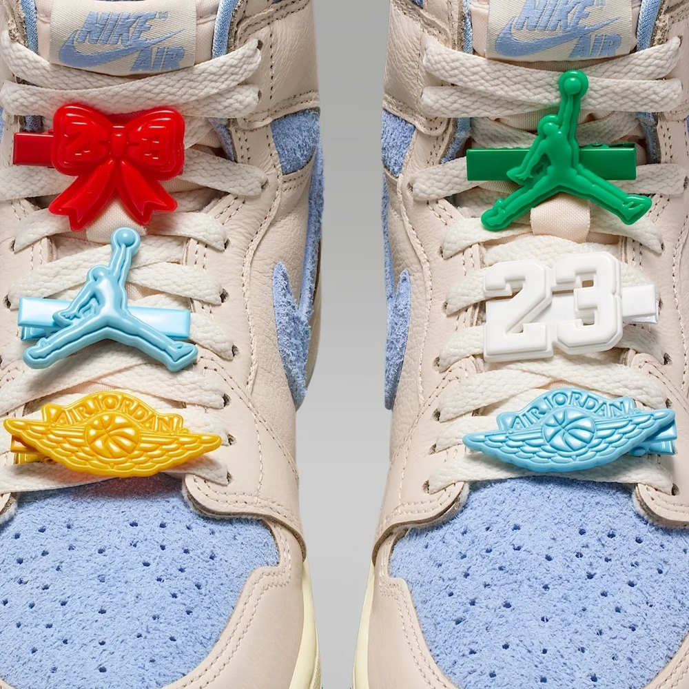 Nike Kids' Air Jordan Low-Top Sneakers in Beige and Light Blue